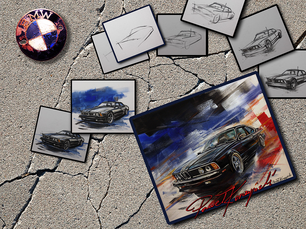 BMW 635 csi obraz olejny wykonany przez Paweł Korczyński